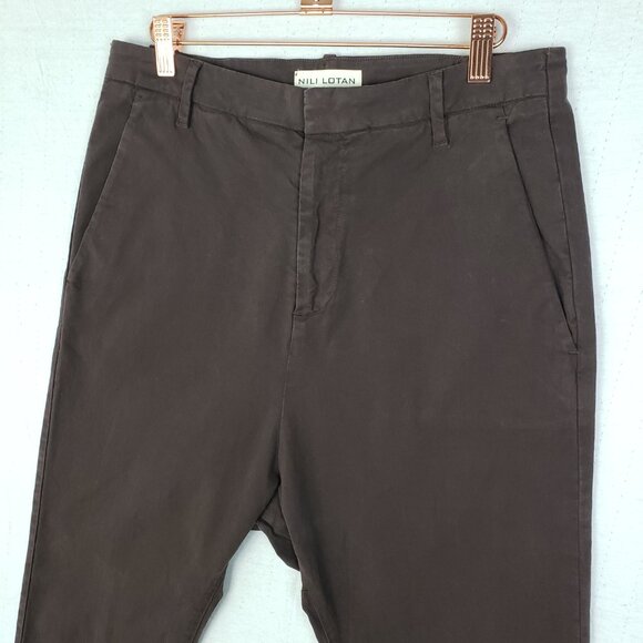 NILI LOTAN Paris Pants Drop Crotch Trousers Brown Utility 4 Slouchy Minimalist - Picture 4 of 15